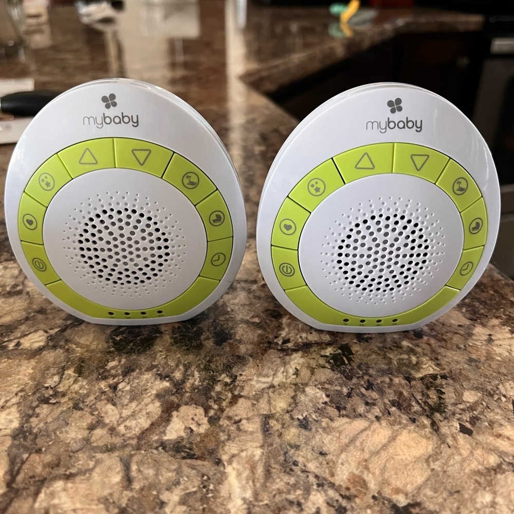 mybaby Portable White & Lime Green Baby Sound Machines (Pair)